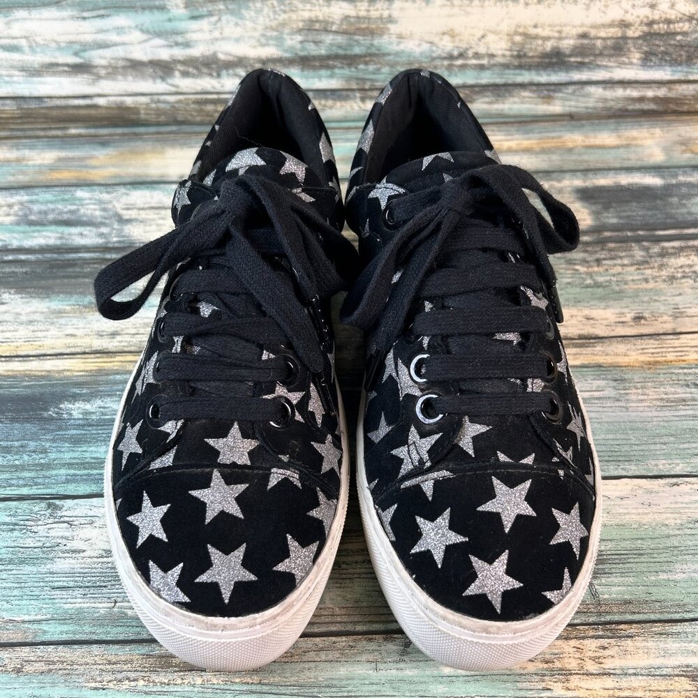 Rebecca Minkoff Platform Sneakers Womens Size 7 Black Silver Star Casual Shoes